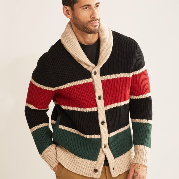 Pendleton Wool Cardigan Men's Small, red black green tan - Picture 1 of 8